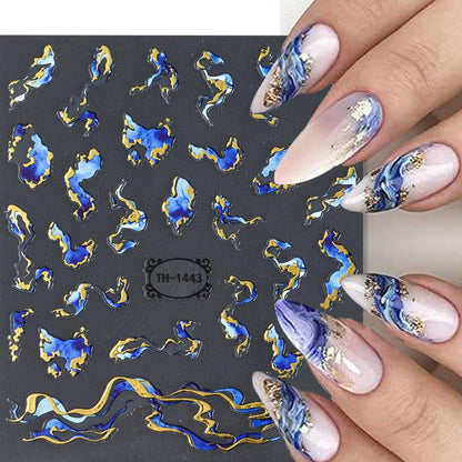 Variety of abstract geometric patterns in nail sticker set