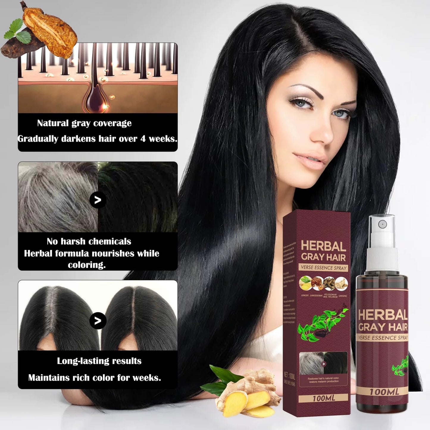 Texture view of the lightweight ammonia free herbal formula being massaged into the scalp.
