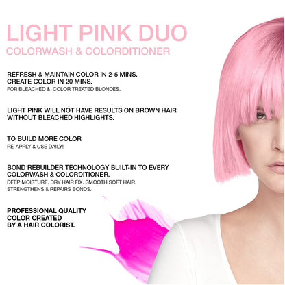 Celeb Luxury semi permanent colorwash shampoo packaging demonstrating the 8.25 fluid ounce pastel pink pigment bottles.