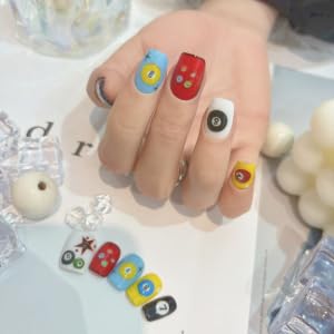 Y2K style billiard and dice nail decals on nails