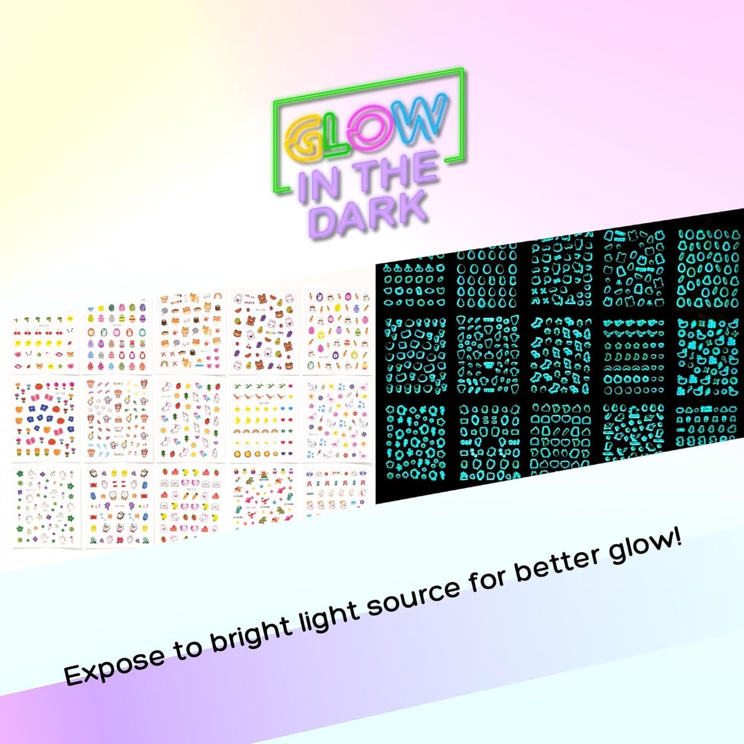 Glow in the dark effect demonstration of nail stickers