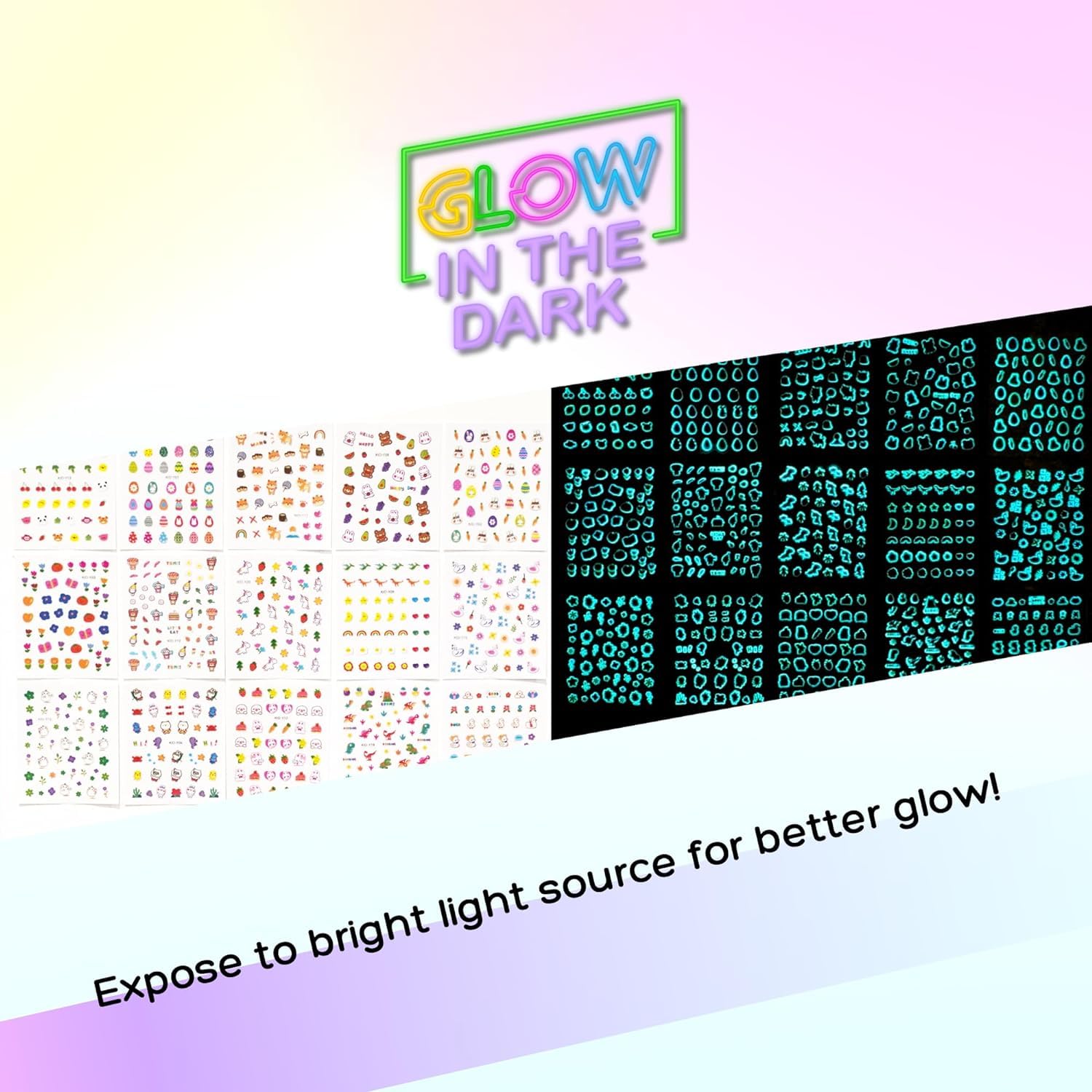 Glow in the dark effect demonstration of nail stickers