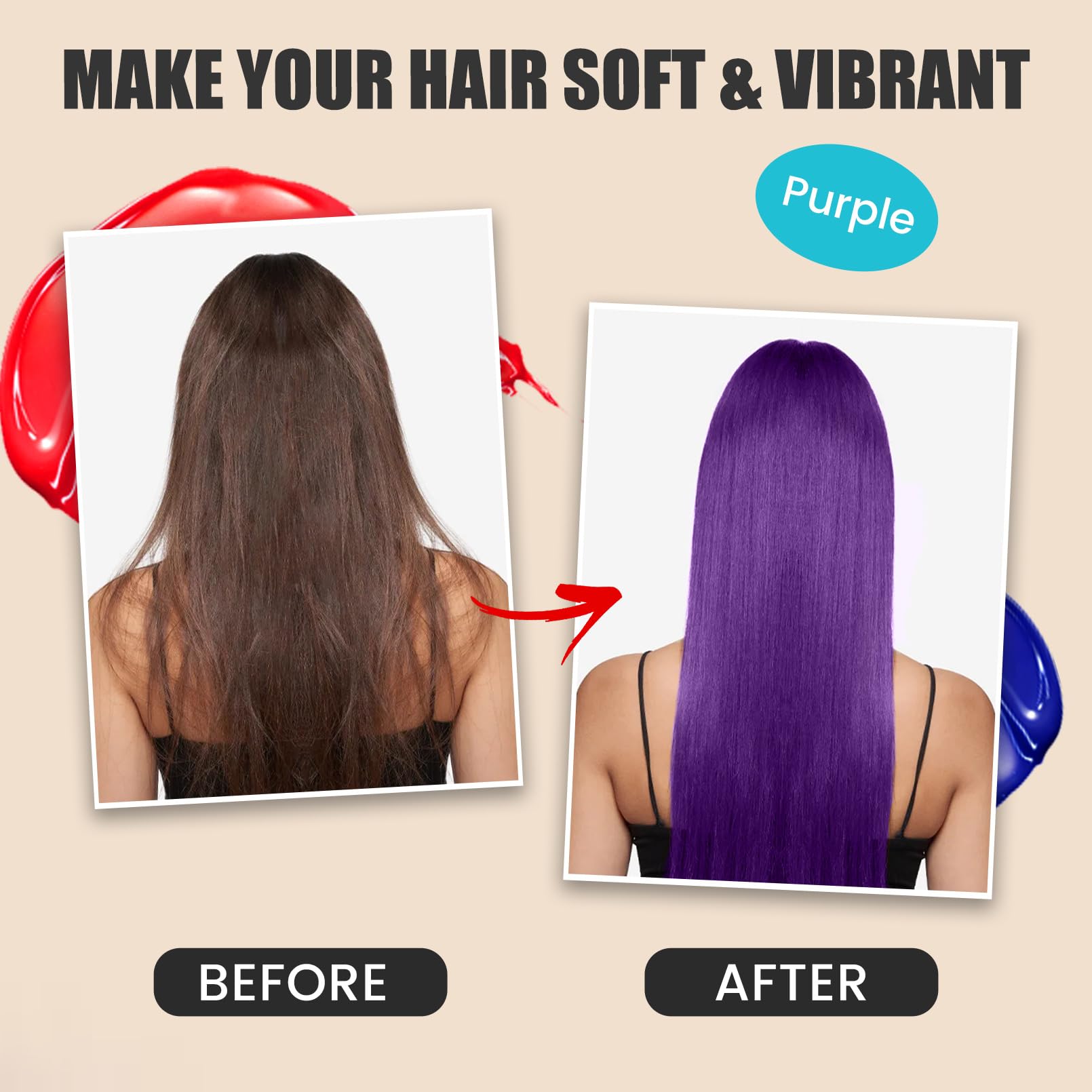 Luxecolors semi permanent purple color depositing hair mask bottle