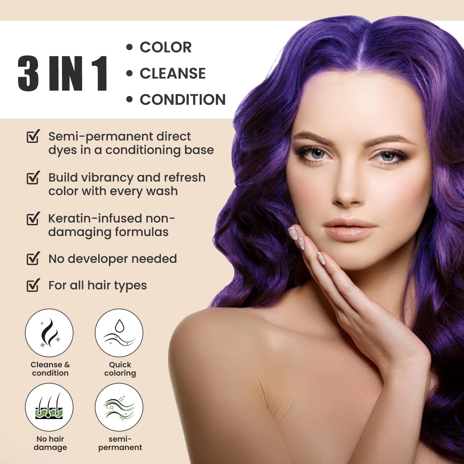 Luxecolors non foaming hair refreshing purple conditioner for colored hair