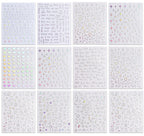 Close up of jmeowio holographic star and heart nail decals on a sheet