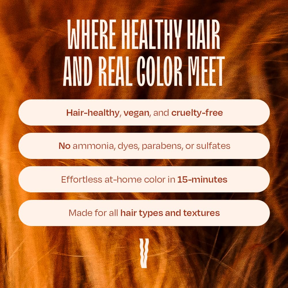 Overtone ginger shade semi permanent conditioner showing the vegan and cruelty free logos.