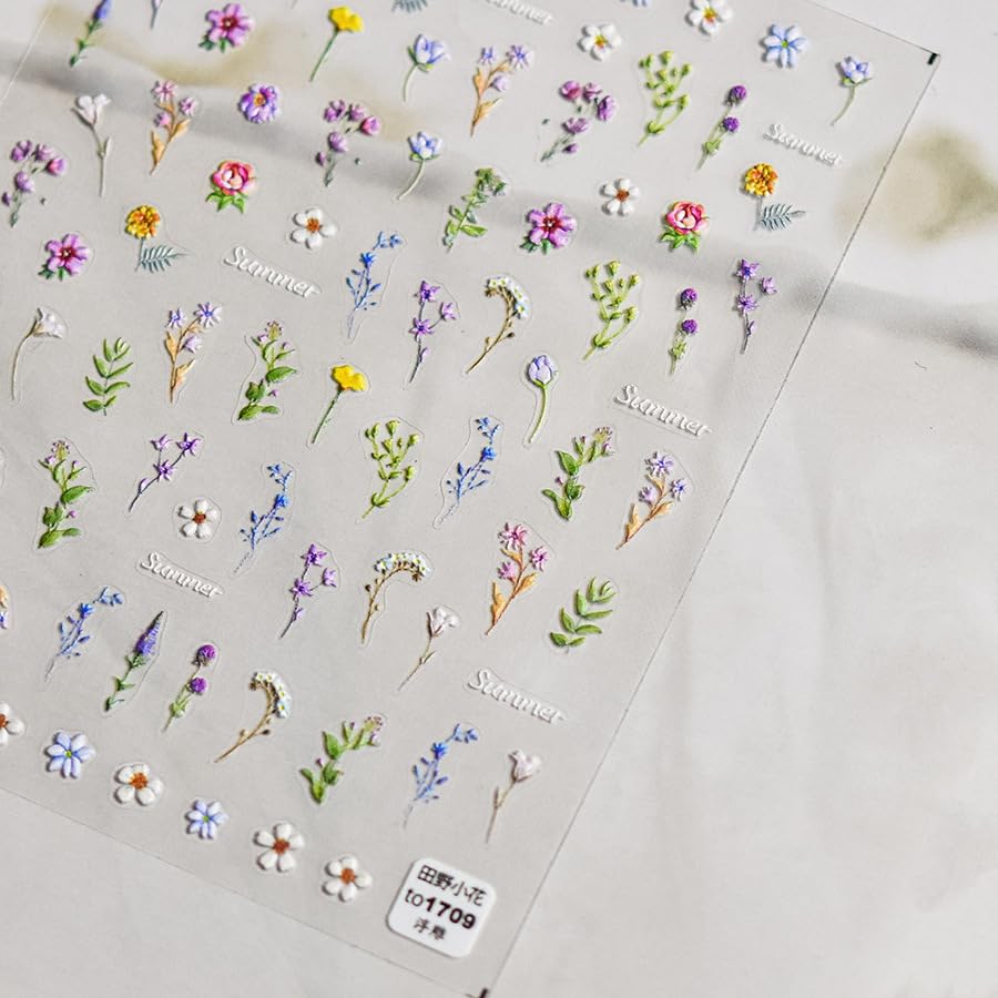 Professional floral nail design using Nsusu stickers