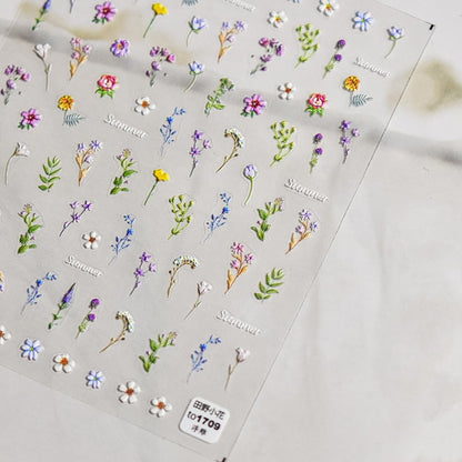 Professional floral nail design using Nsusu stickers
