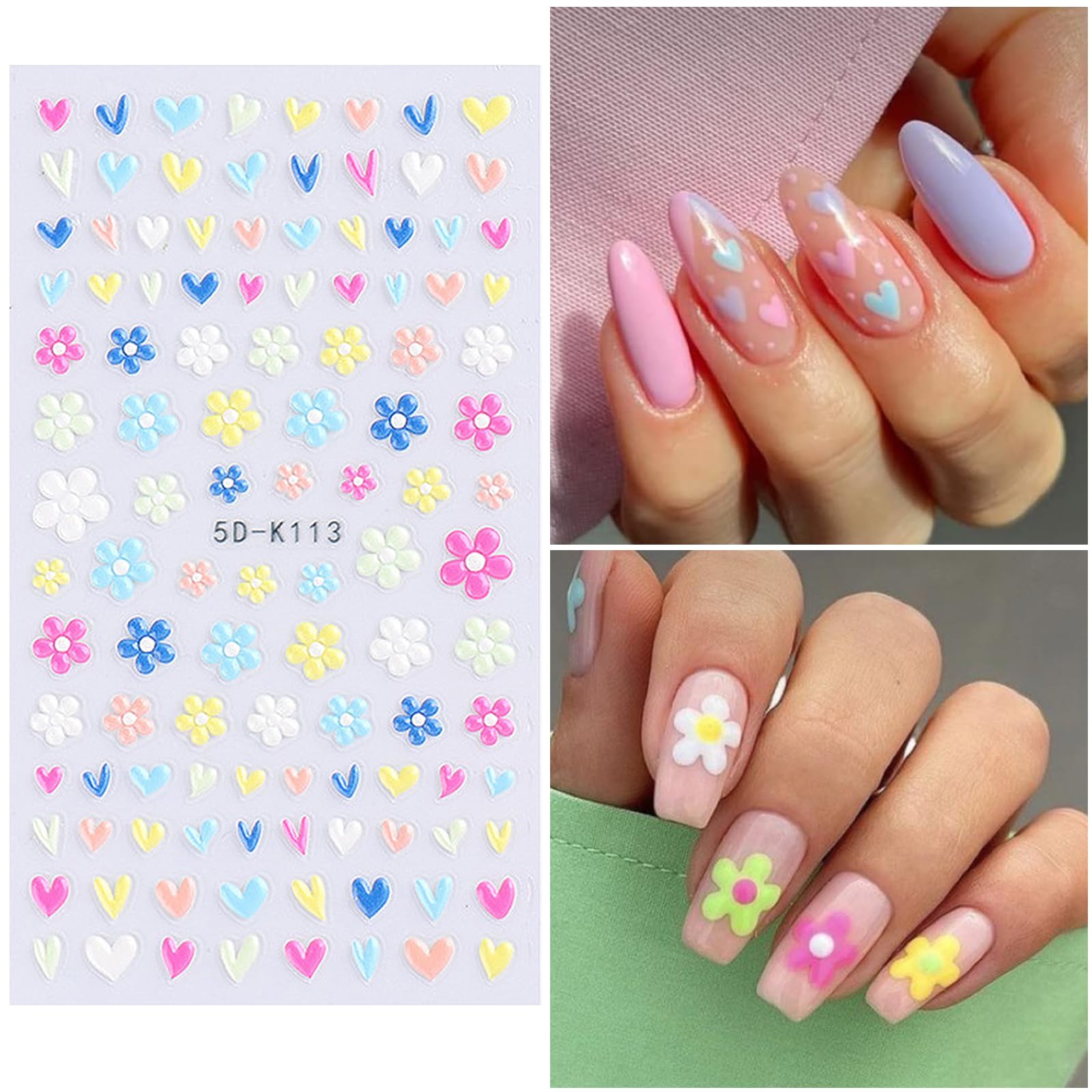 Spring and summer floral nail stickers for diy manicure