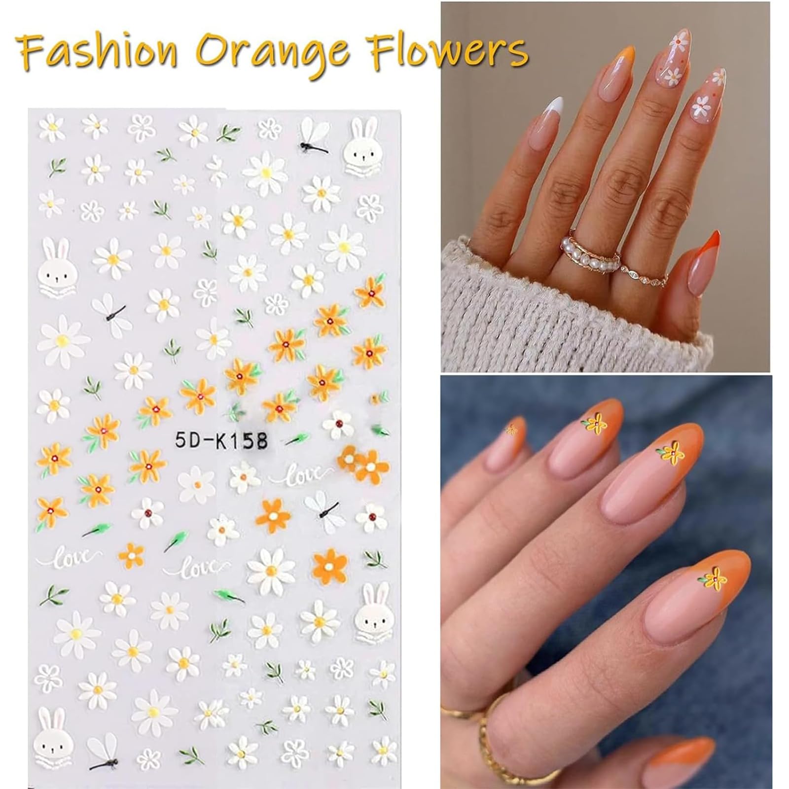 Self-adhesive embossed floral nail art supplies for women