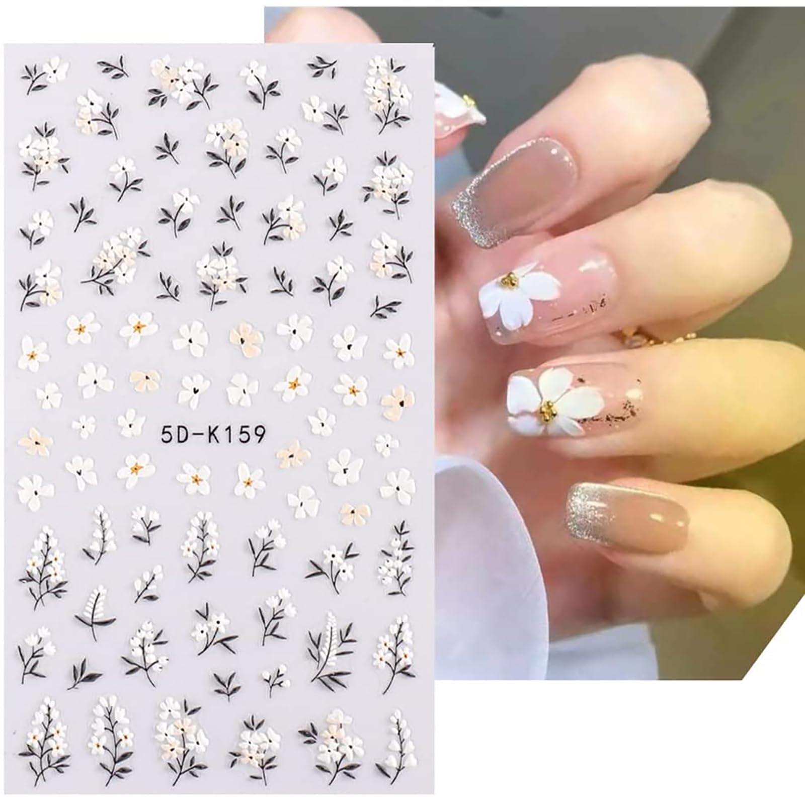 Detailed texture view of Zeyer 5D flower nail stickers