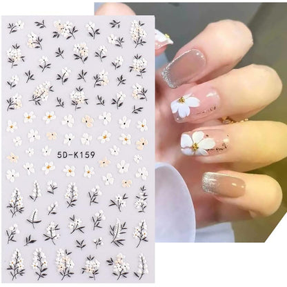 Detailed texture view of Zeyer 5D flower nail stickers