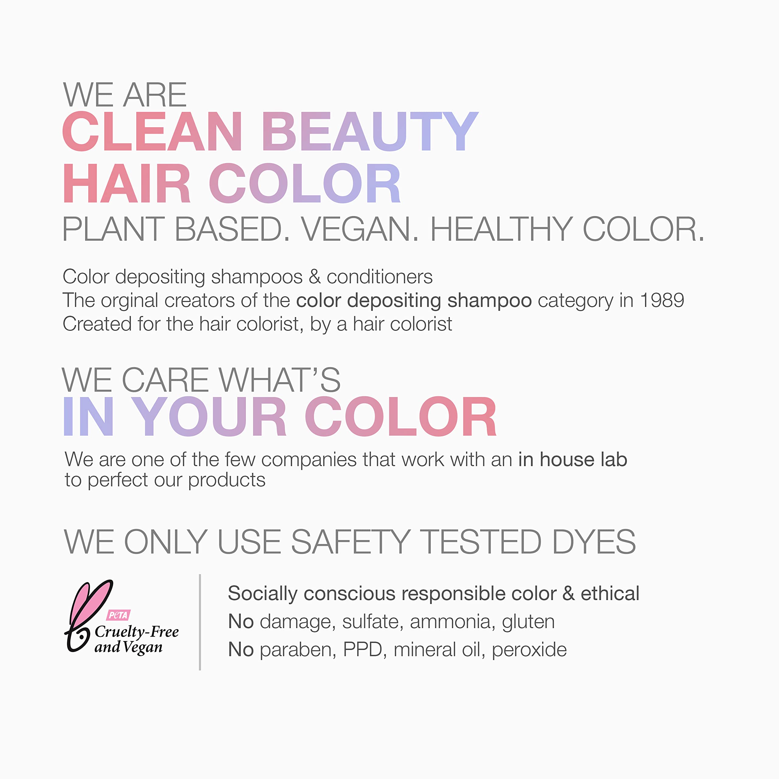 Celeb Luxury professional hair care bottle illustrating sustainable plant-based and cruelty-free ingredient highlights.