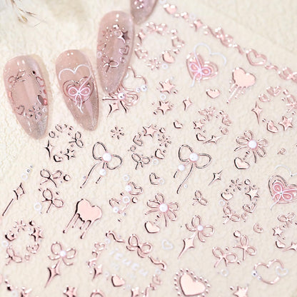 Detailed texture of embossed 5D nail art designs