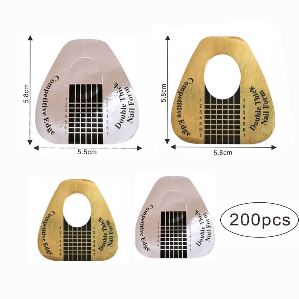 Close up of gold VNC nail extension sticker with numbered length markers.