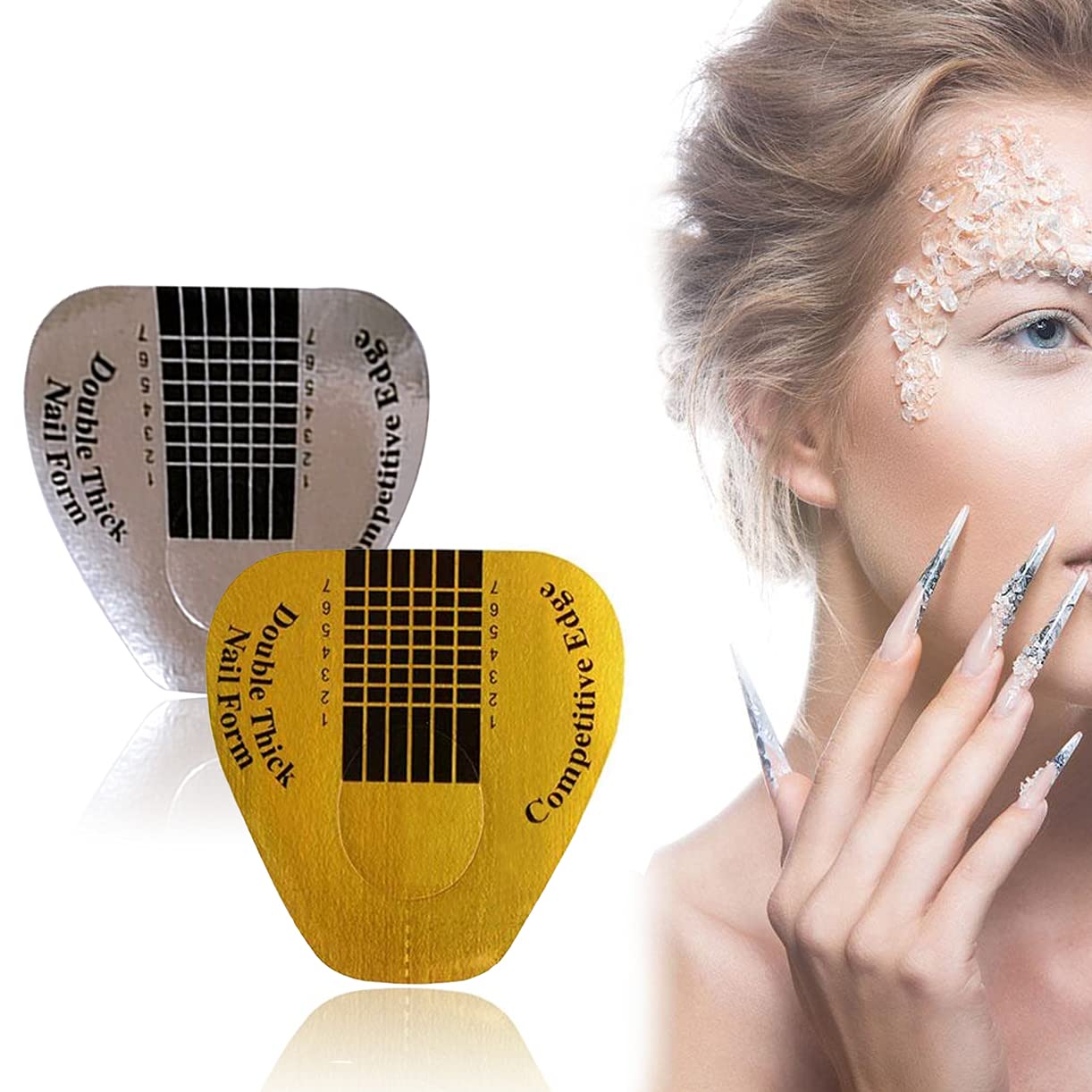 Top view of professional nail art sculpting paper forms.