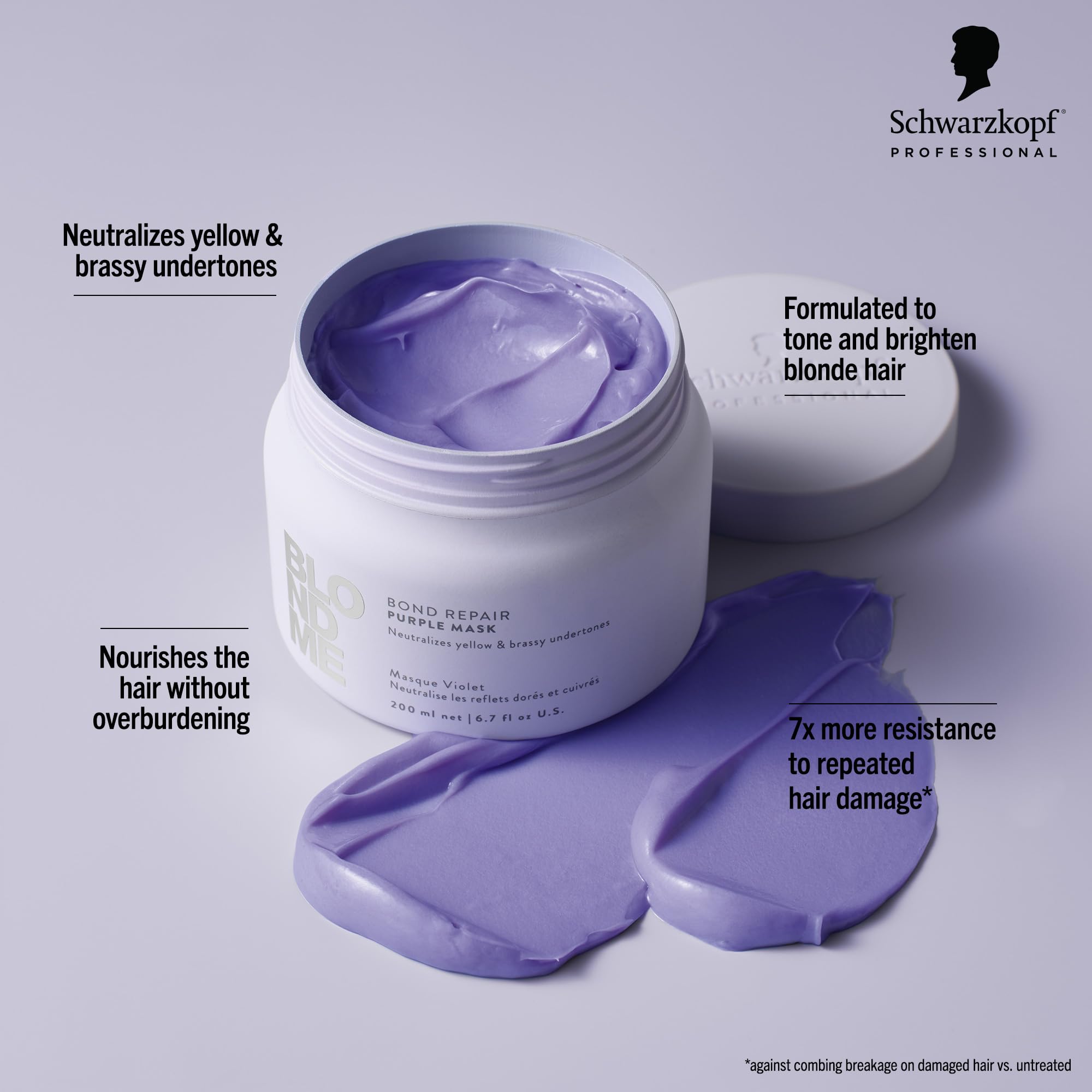 Schwarzkopf purple hair mask for neutralising yellow and brassy tones in bleached hair