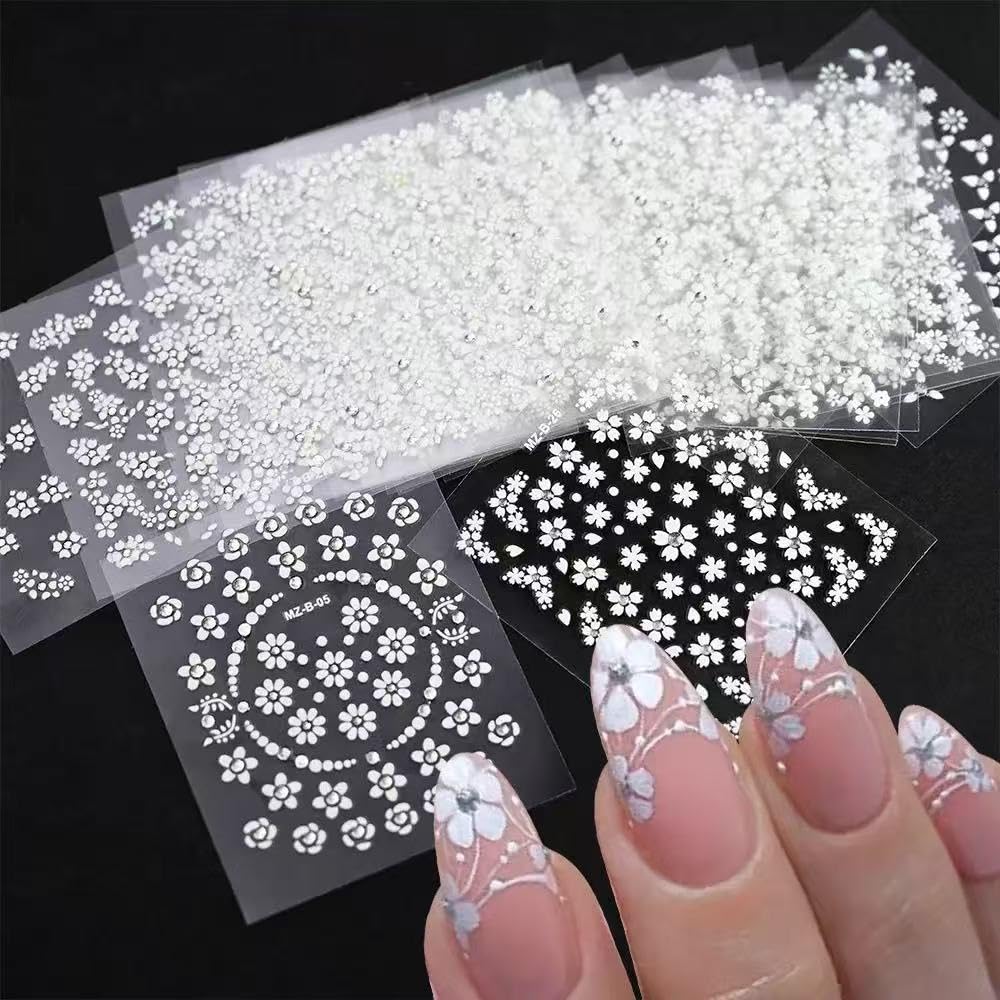 Assorted designs from the 30 sheets of flower nail stickers