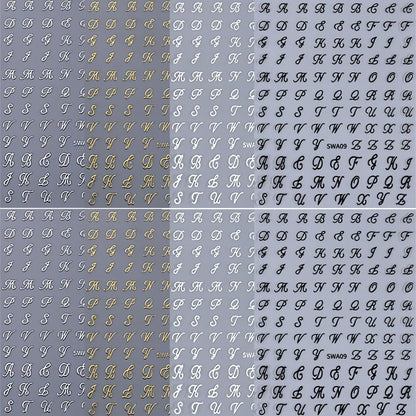 Application of alphabet nail sticker using tweezers