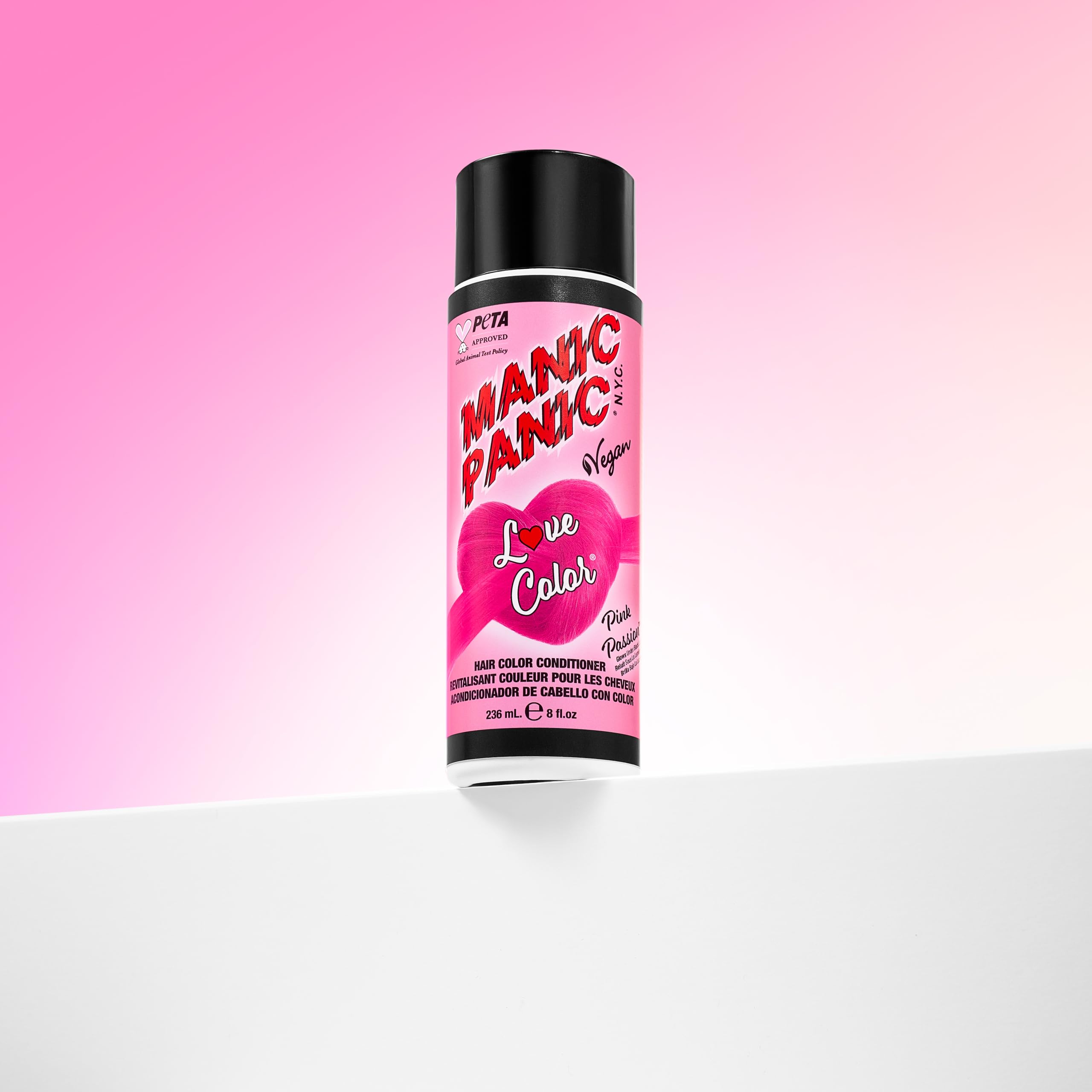 Manic Panic shea butter and quinoa infused pink color depositing conditioner back view