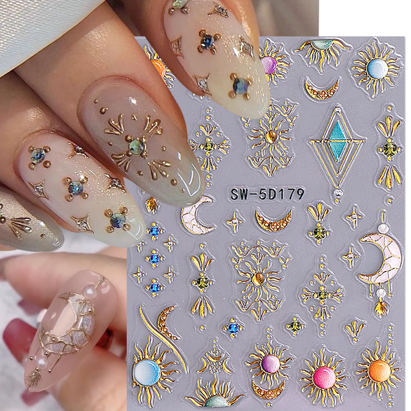DIY manicure demonstration using bohemian nail stickers