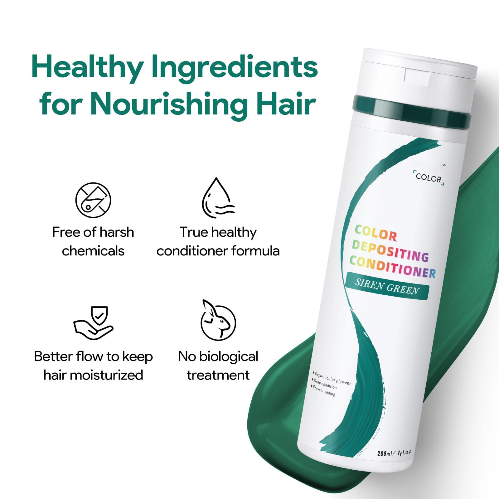 Siren Green color depositing hair care product for vibrant salon refresh