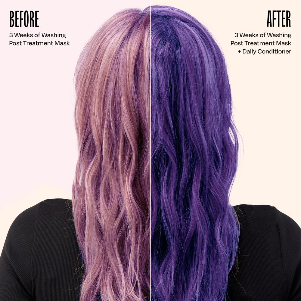 Texture shot of the rich purple cream inside the Overtone Daily Color Depositing Conditioner for deep hydration.