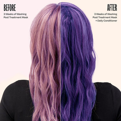 Texture shot of the rich purple cream inside the Overtone Daily Color Depositing Conditioner for deep hydration.