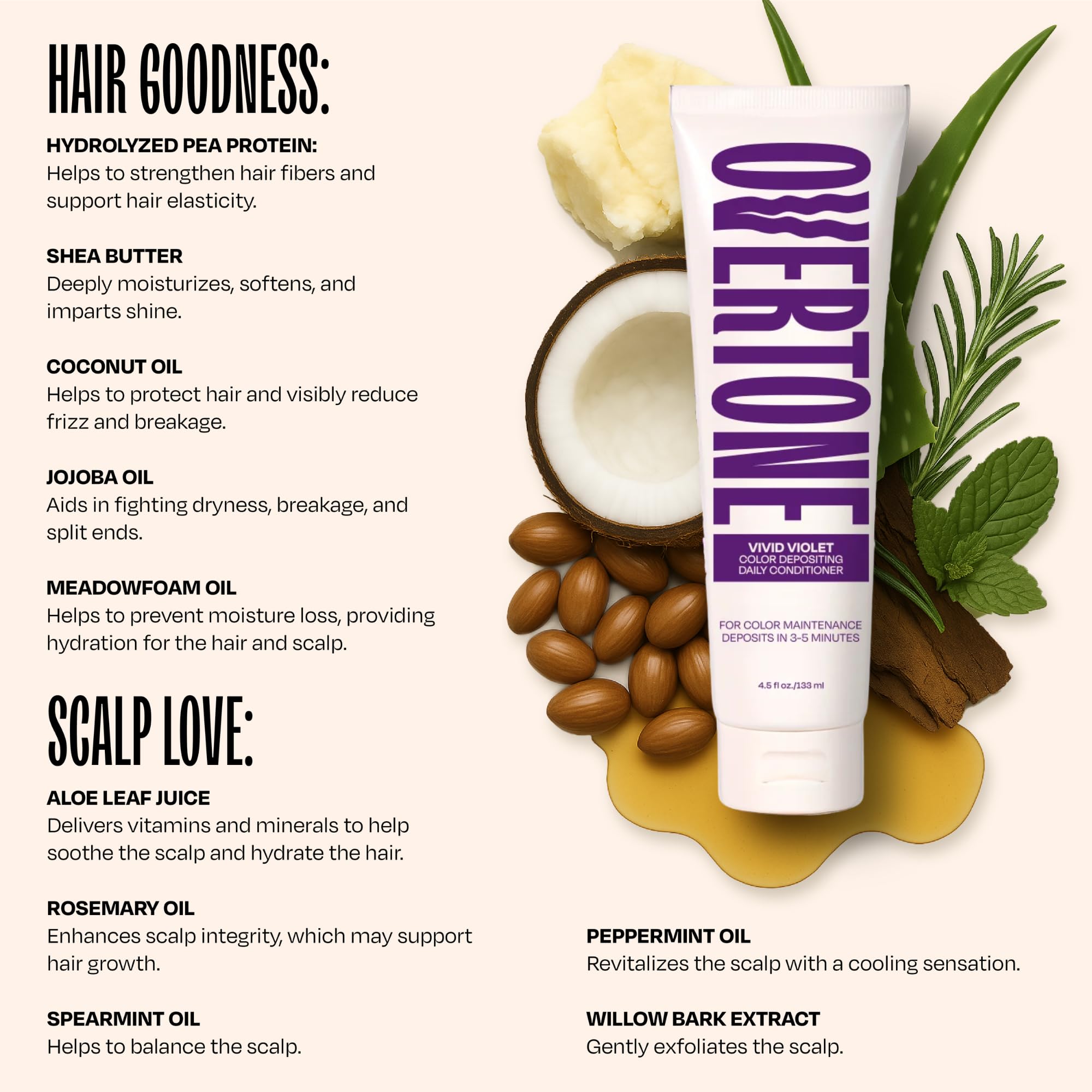 Overtone semi permanent temporary color conditioner in Vivid Violet showing the authentic USA imported packaging.