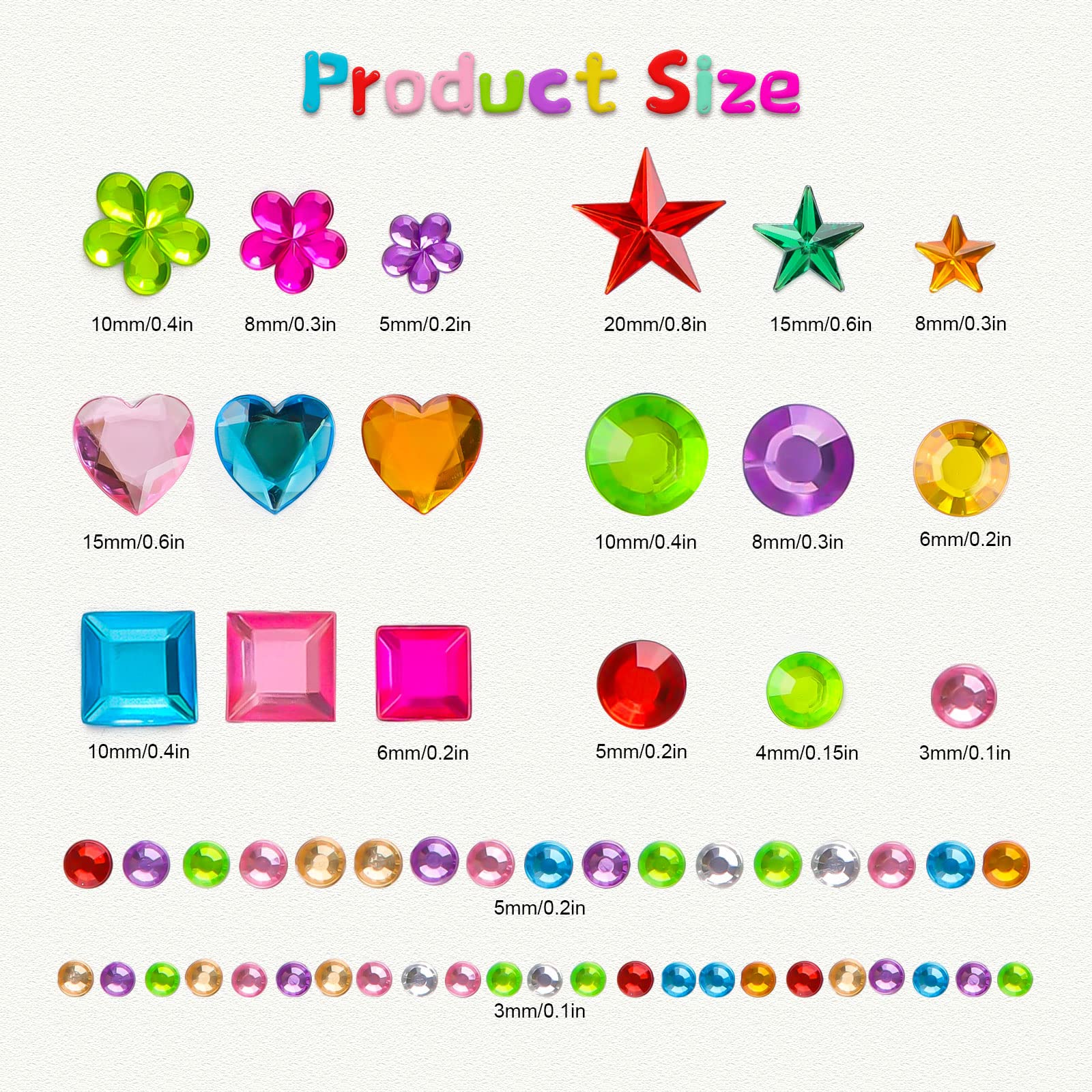 Close up of colorful acrylic bling gem stickers for DIY crafts