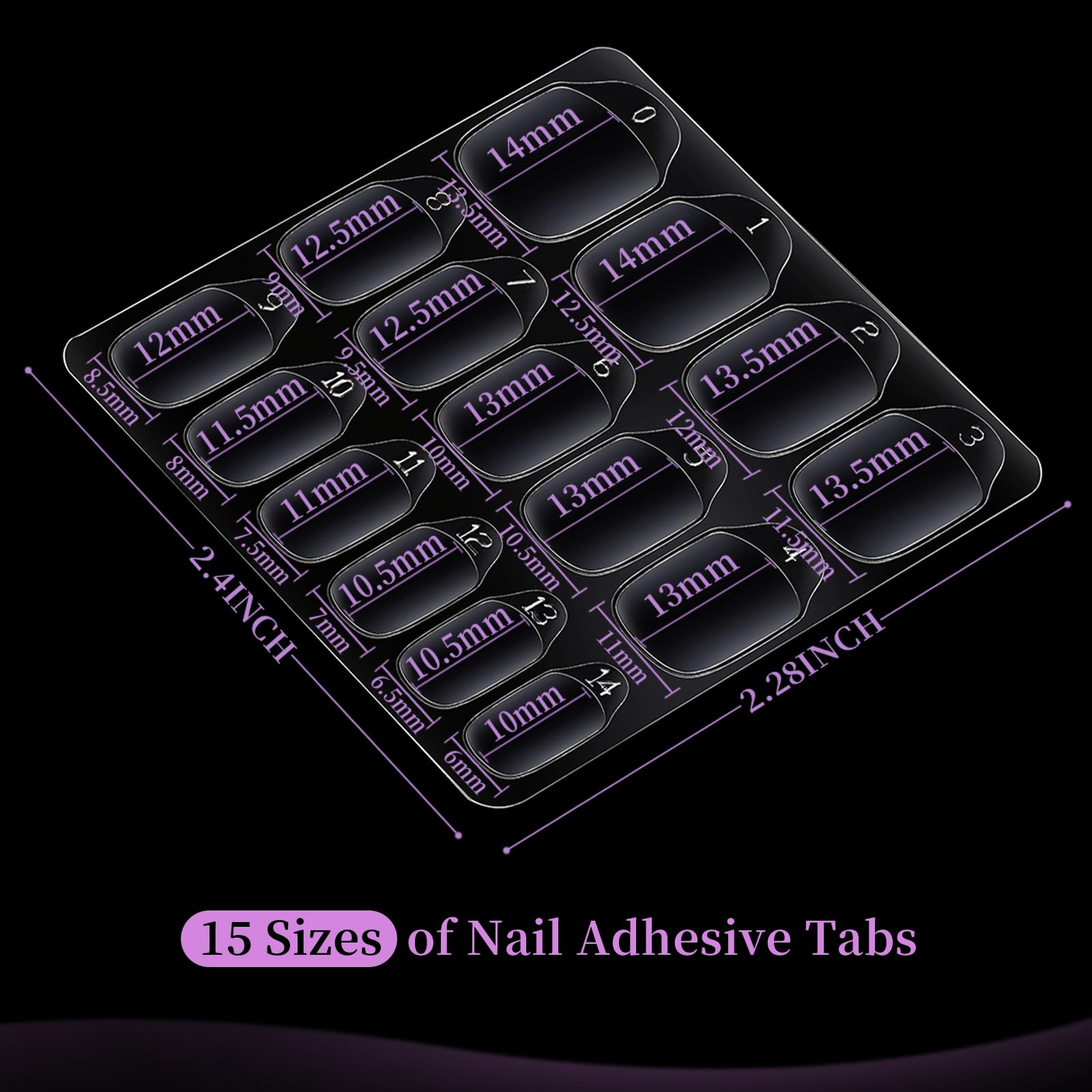 Close up of Teenitor double sided jelly nail stickers on sheets