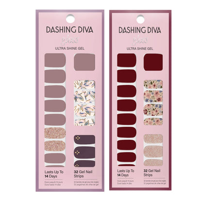 Rose gold glitter accent details on Wildflower gel nail strips