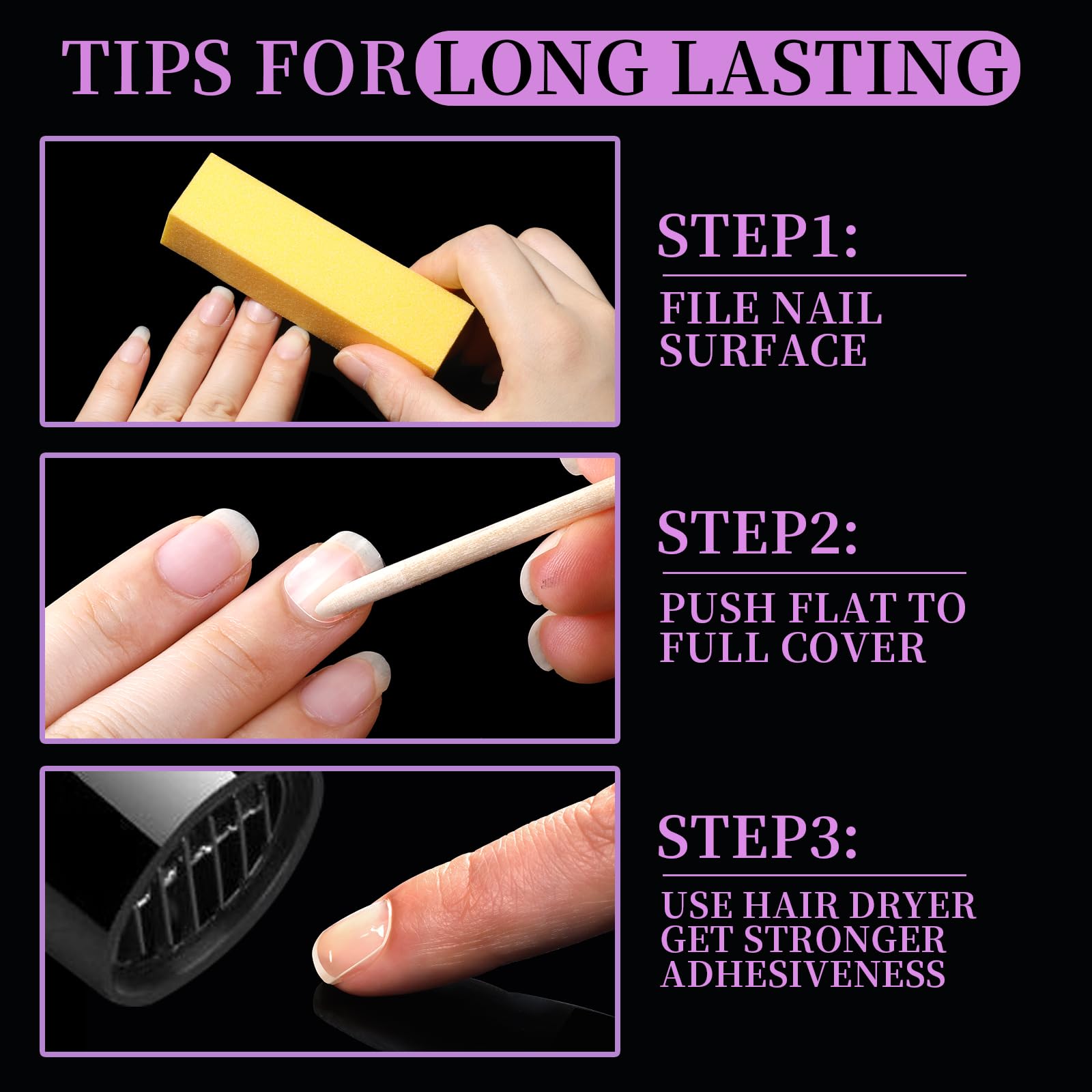 Teenitor nail adhesive tabs being applied to natural nails