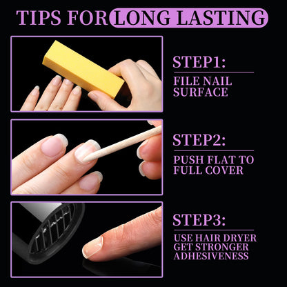 Teenitor nail adhesive tabs being applied to natural nails