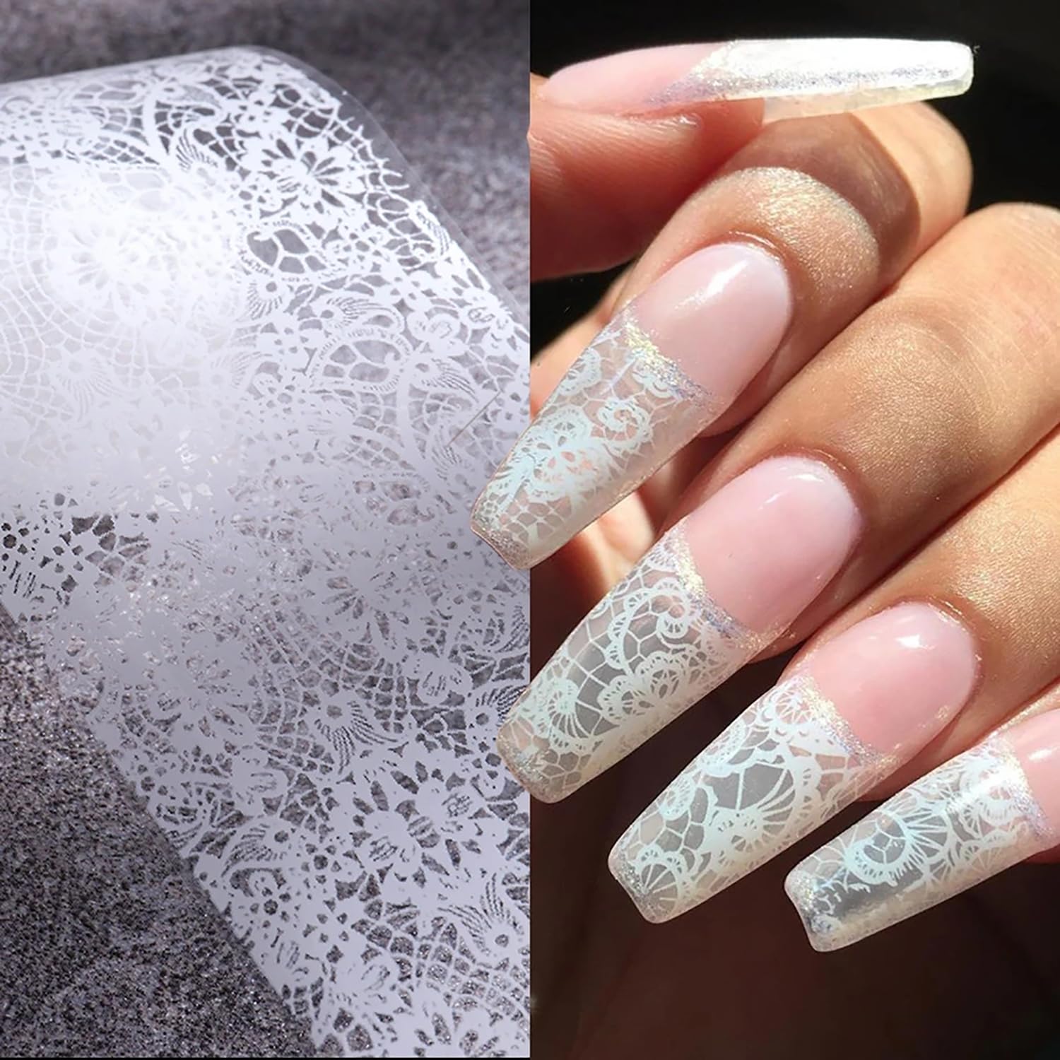 Silpecwee black and white lace flower nail art foils