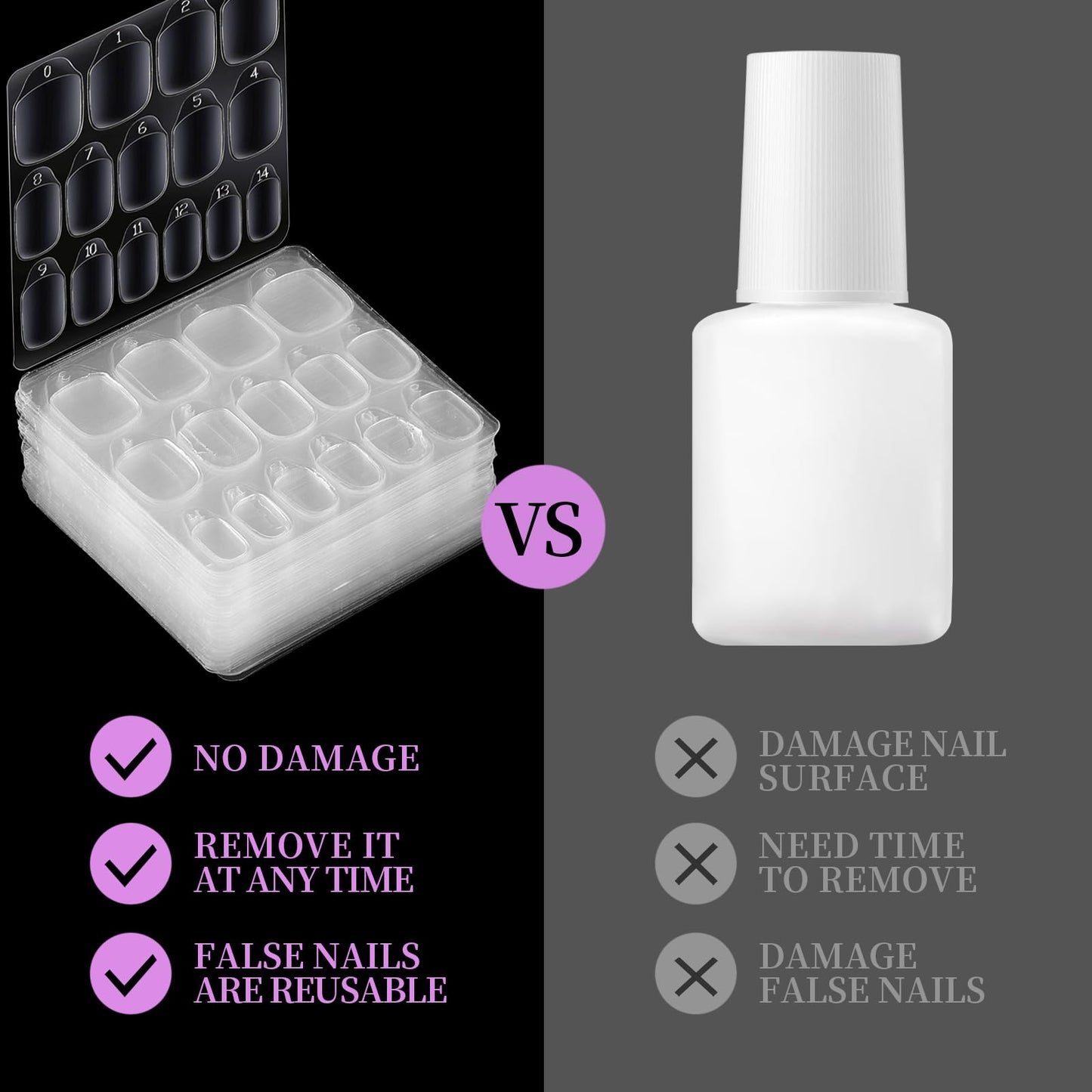 Ultra-thin profile of Teenitor nail adhesive tabs for natural look