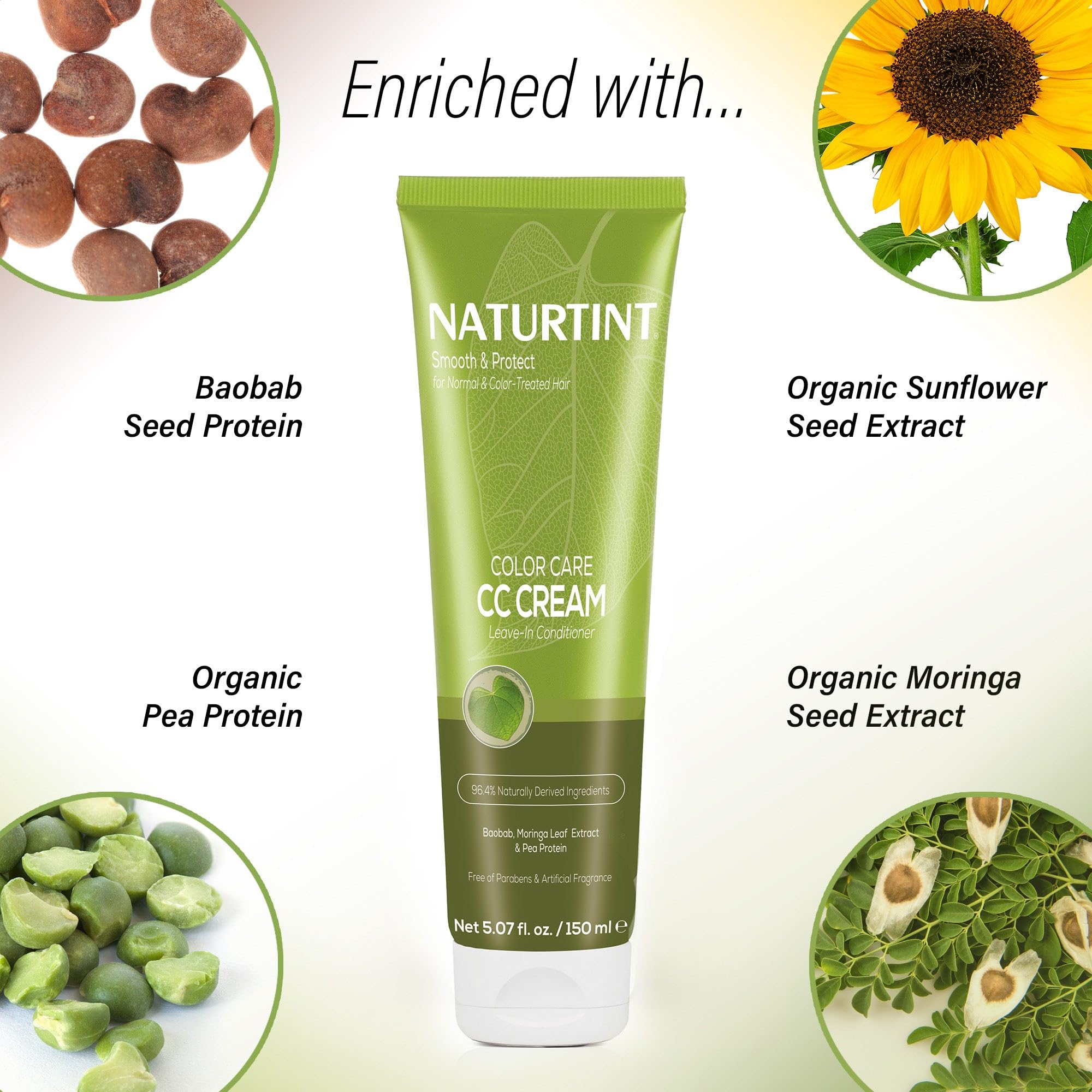 Back label of Naturtint Color Care conditioner highlighting sulfate free formula