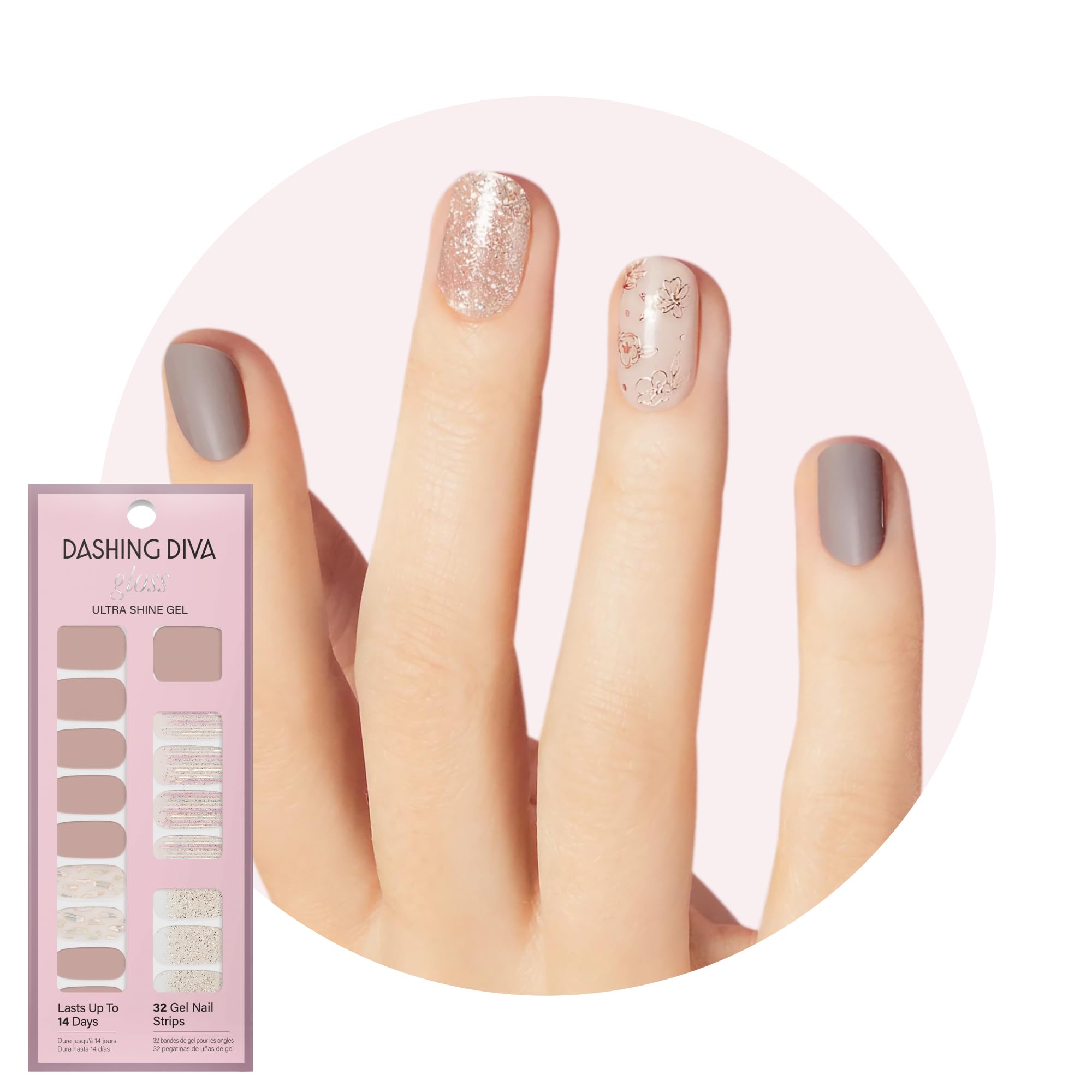 Close up of Dashing Diva Lavender Dreams floral gel pattern
