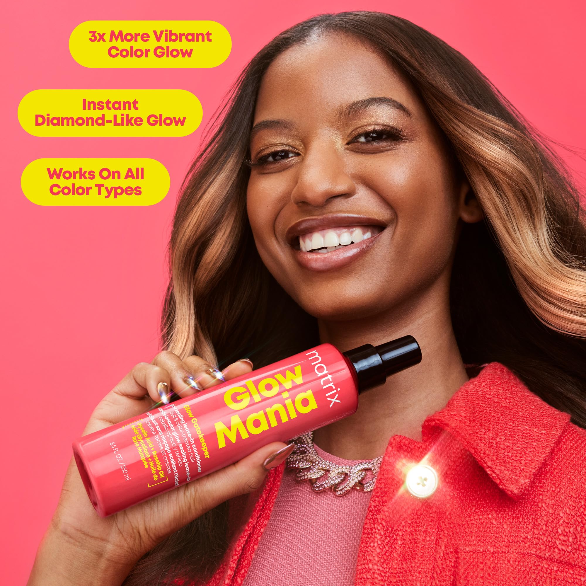 Matrix Glow Mania color sealing hair spray for dull color-treated hair