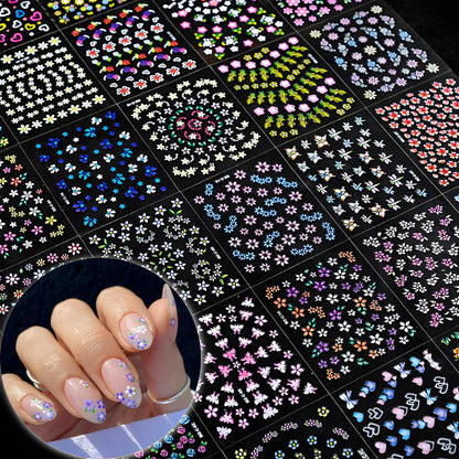 Detail shot of self-adhesive backing on flower nail decals