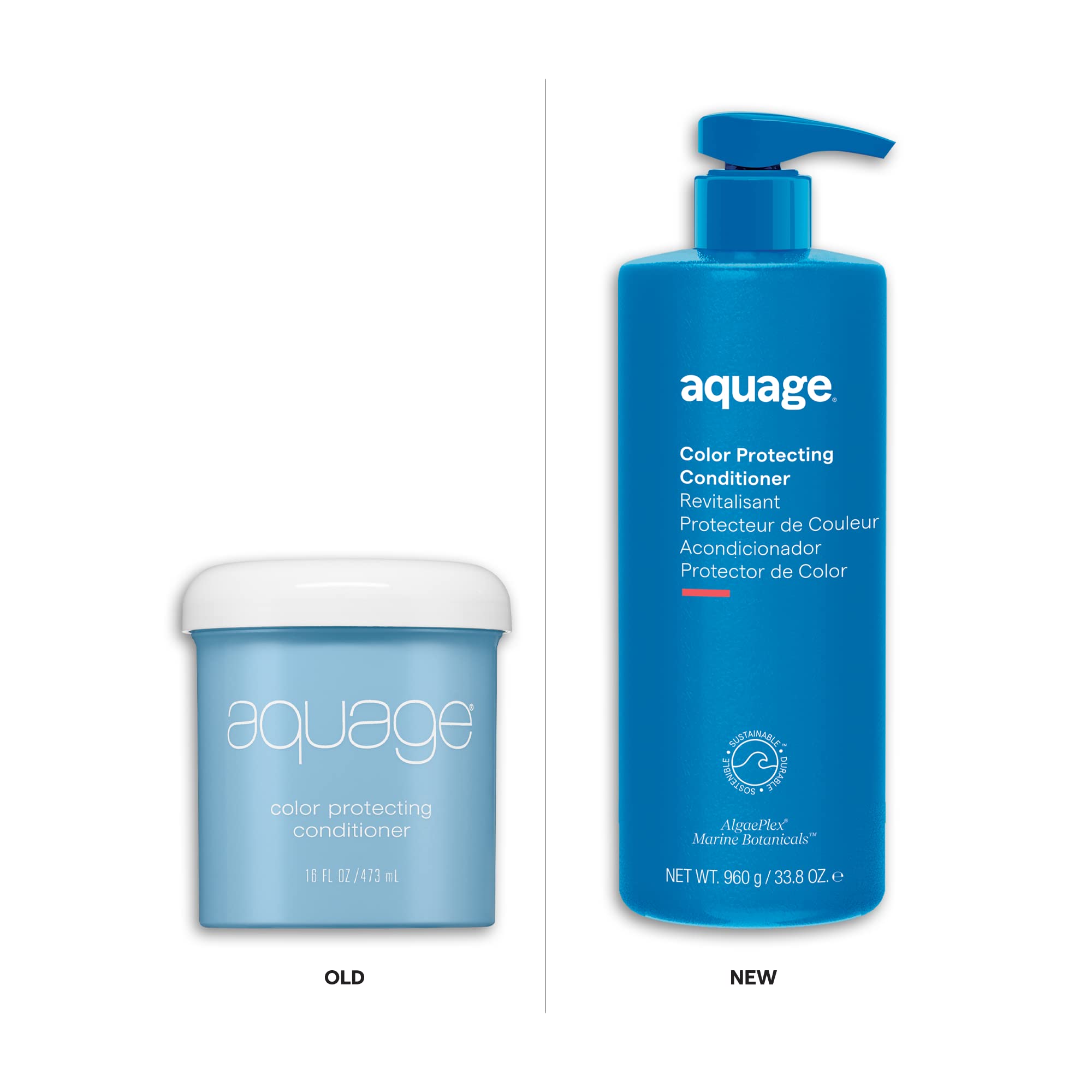 Aquage Color Protecting Conditioner 33.8 ounce bottle highlighting the Algaeplex marine botanical ingredients