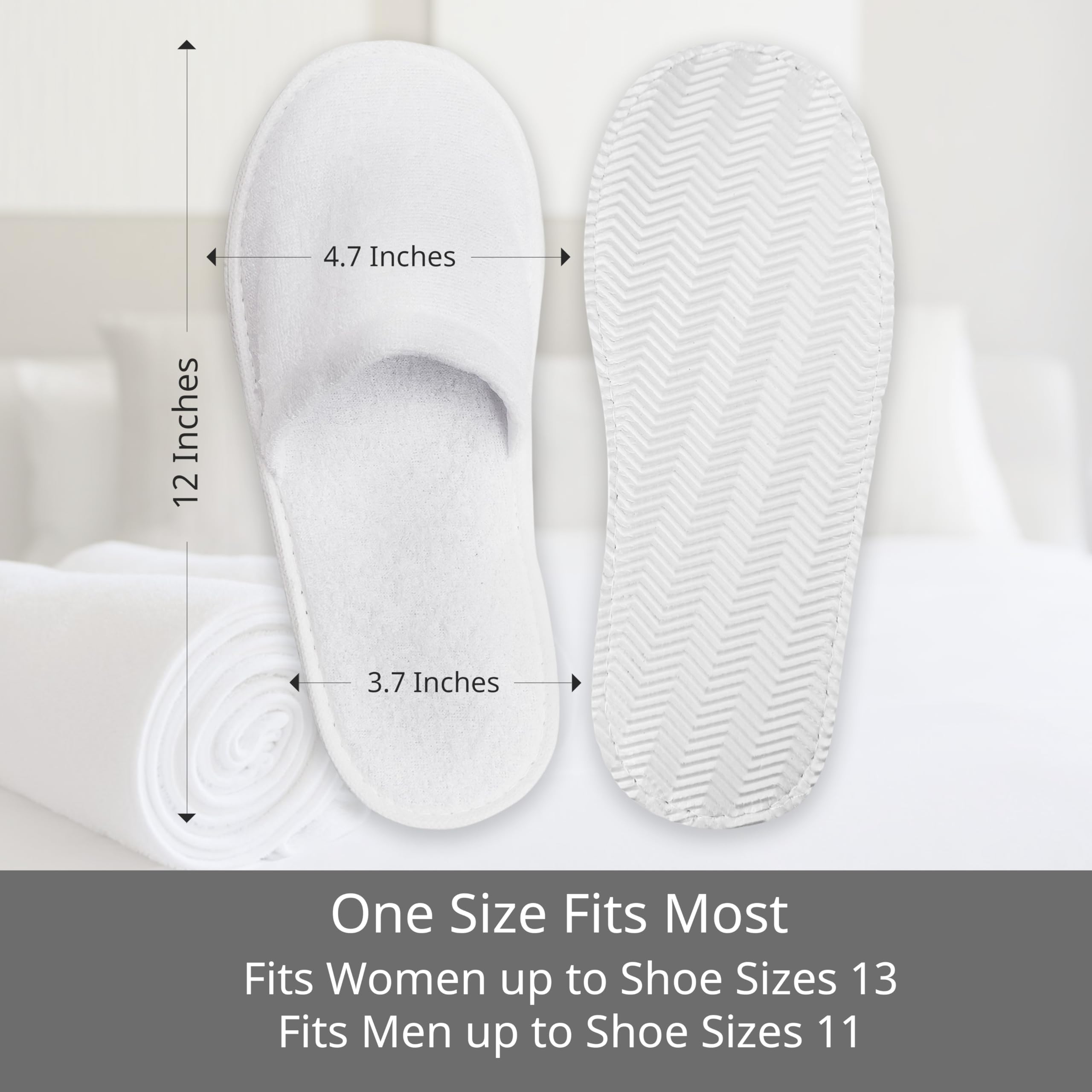 Unisex closed-toe spa slippers with non-slip sole