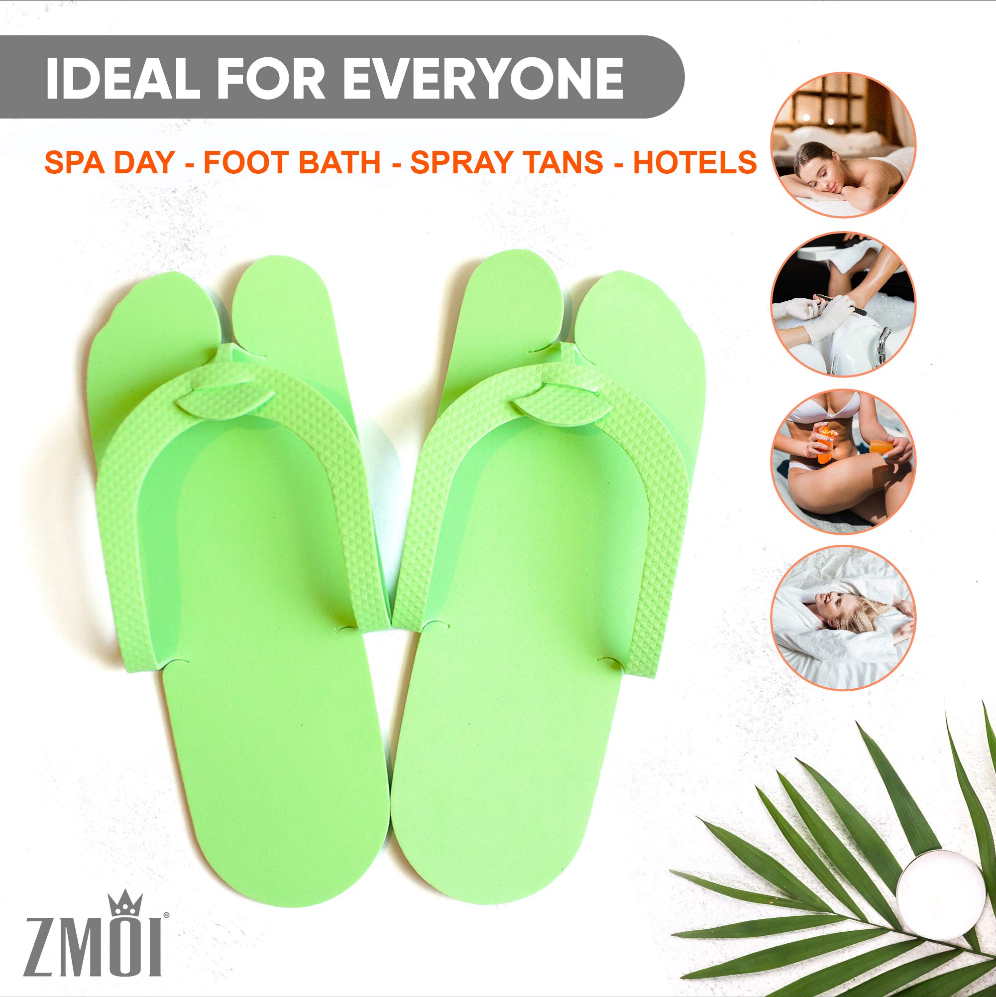 ZMOI single-use salon slippers demonstrating the universal one-size-fits-all dimensions.