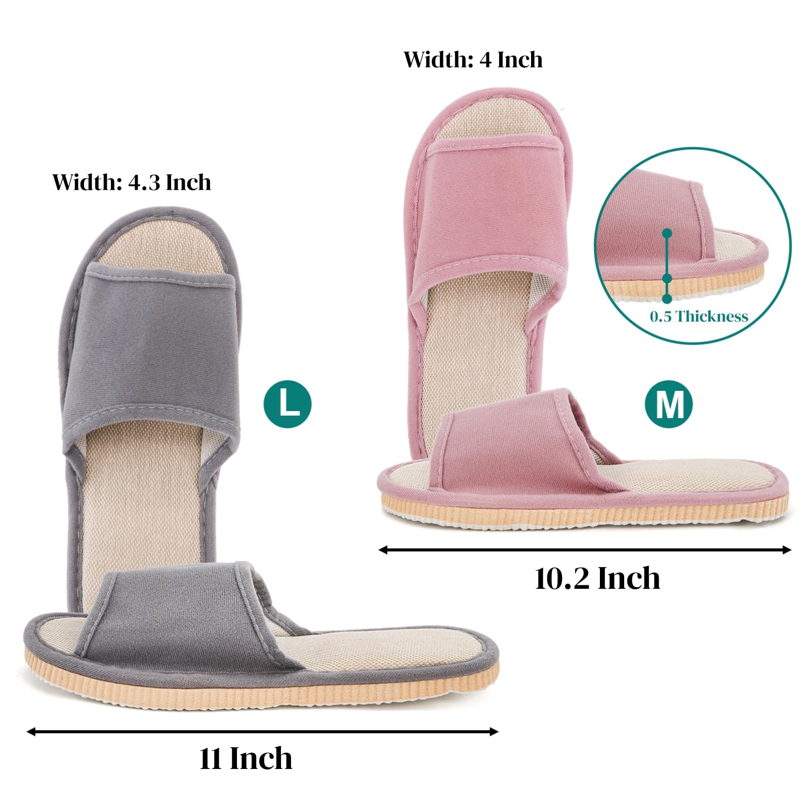 Five colors of Eorbow guest slippers displayed together