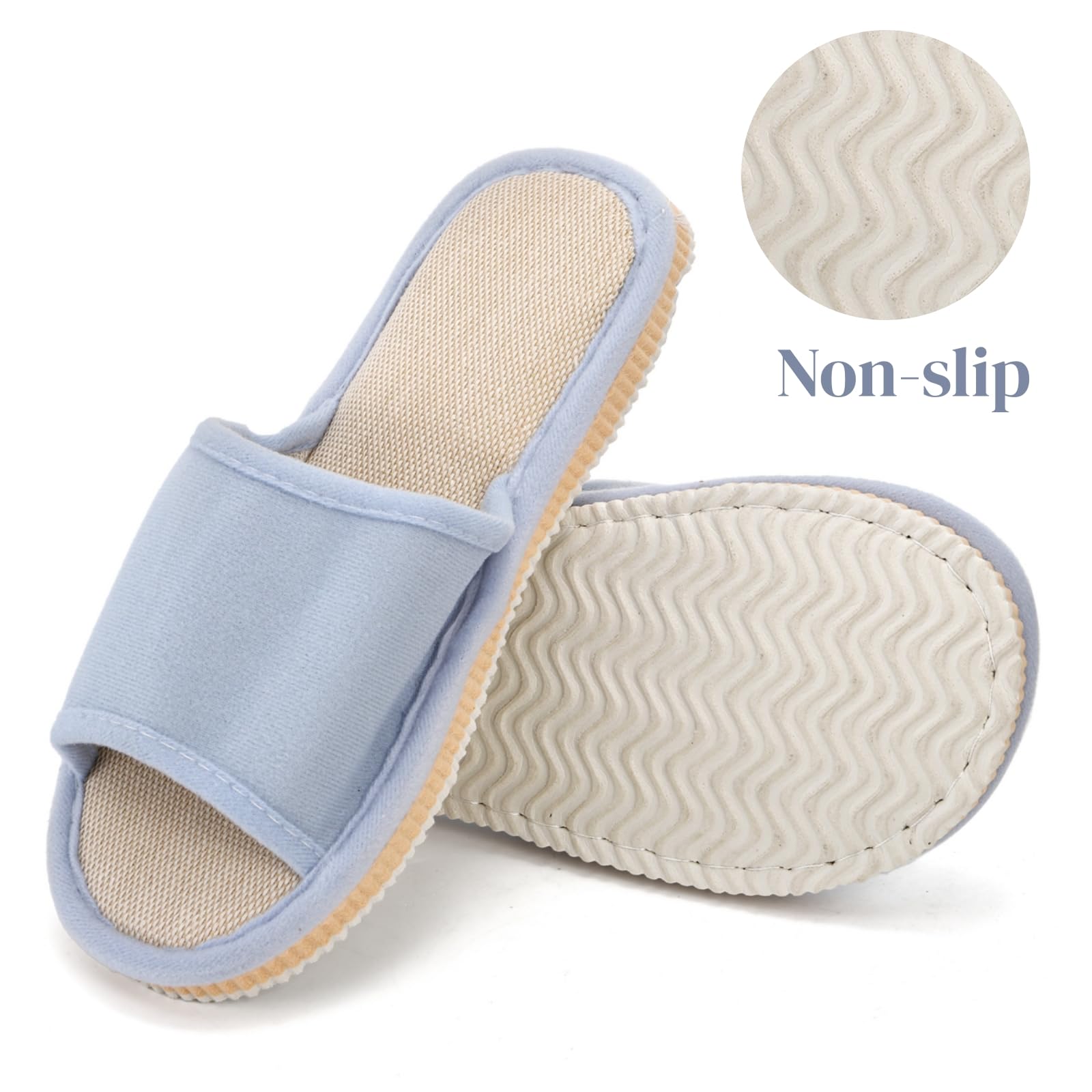 Close up of linen cotton texture on indoor spa slippers