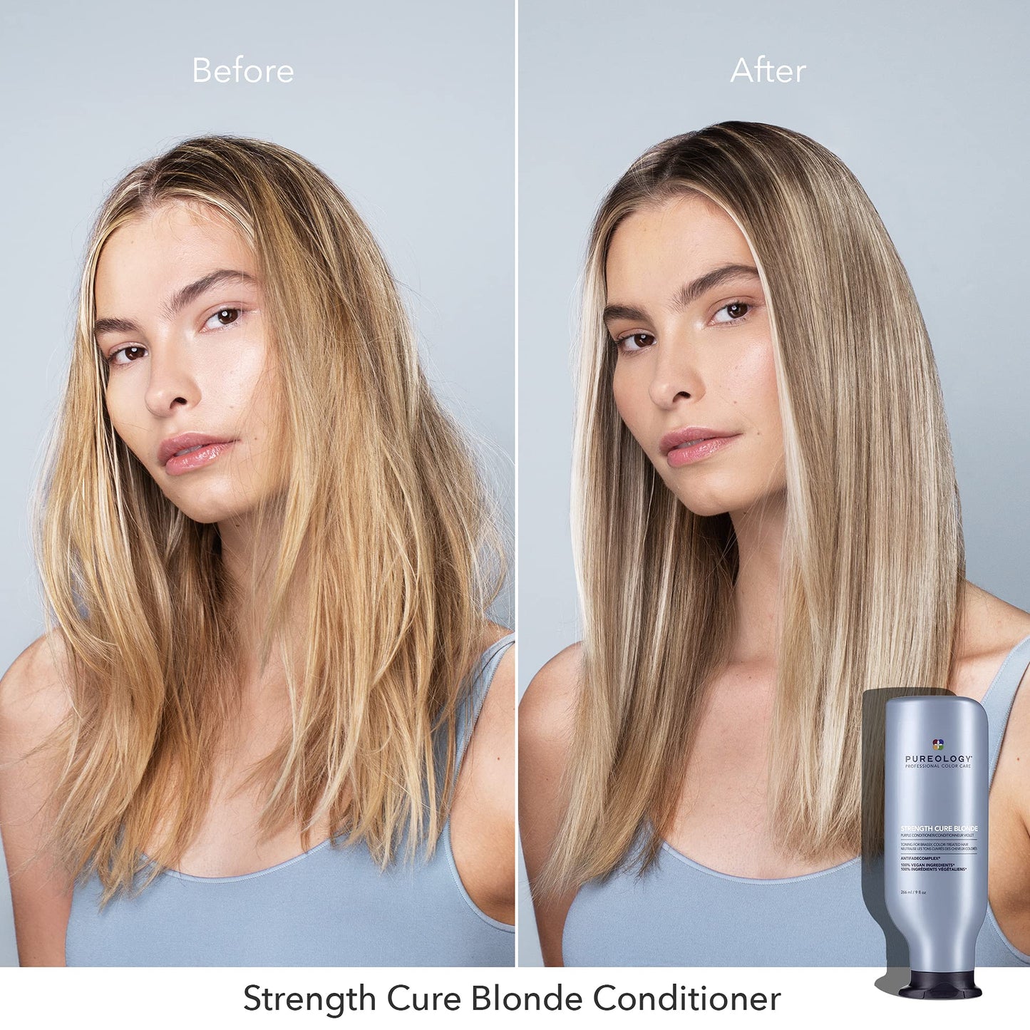 Pureology Strength Cure Blonde product texture shot showing creamy violet formula
