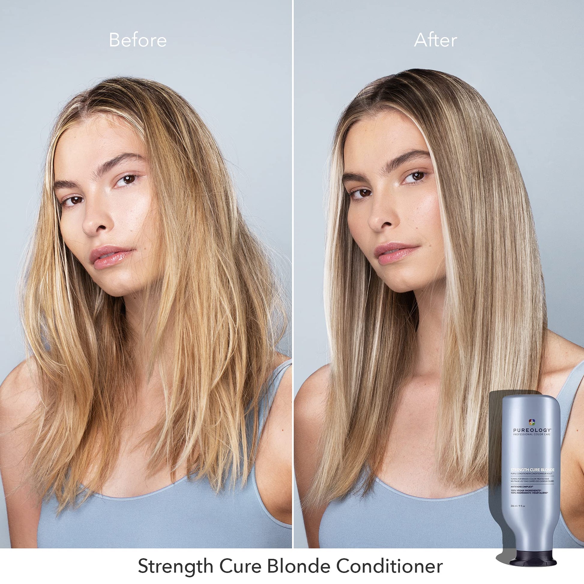 Pureology Strength Cure Blonde product texture shot showing creamy violet formula