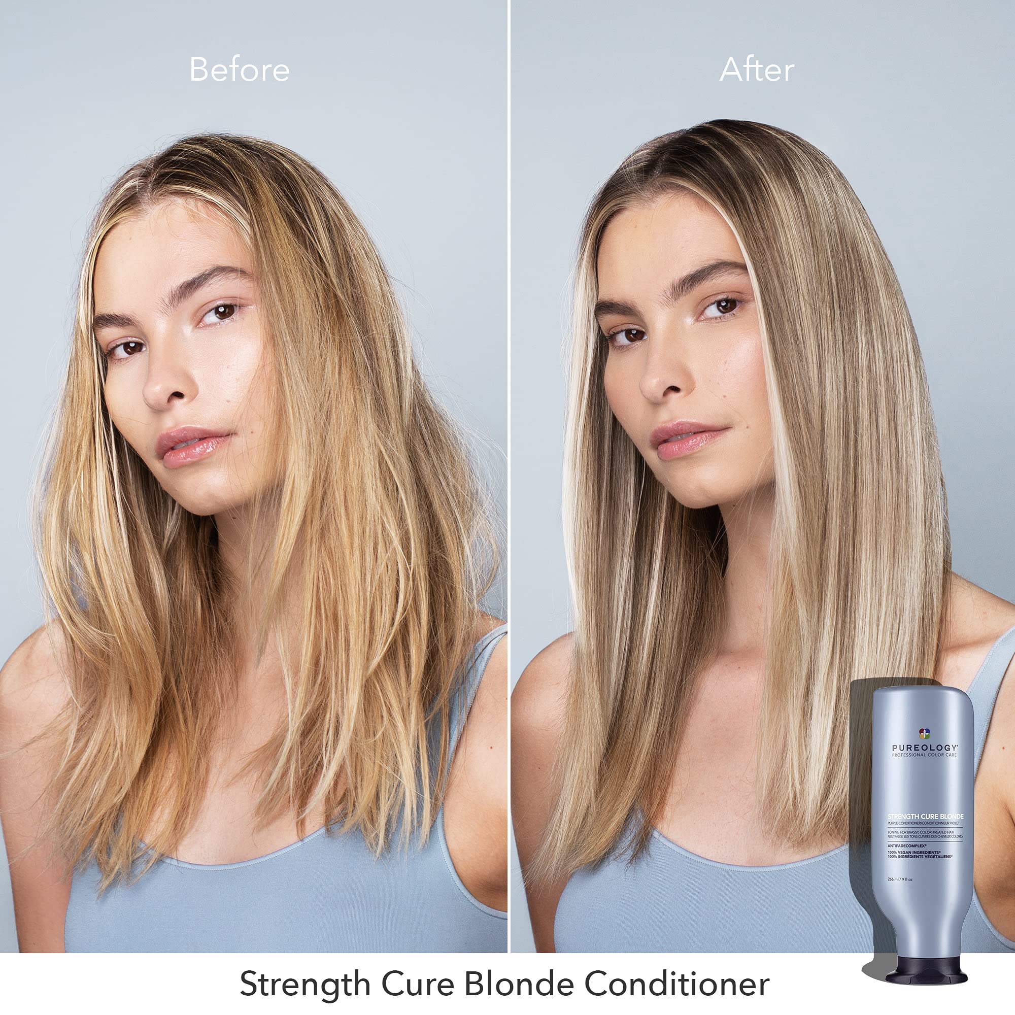 Pureology Strength Cure Blonde product texture shot showing creamy violet formula