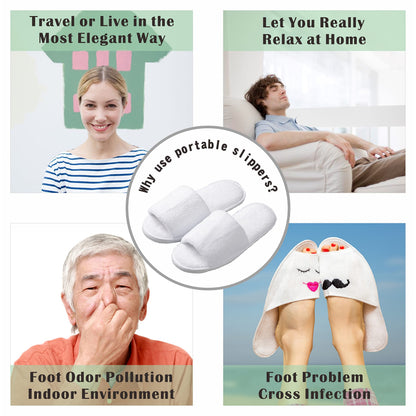 Five pairs of luxurious white open toe slippers for home spa
