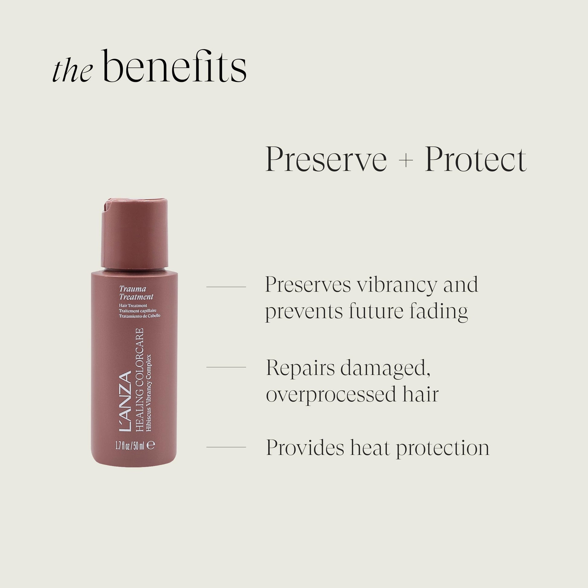 Back packaging of L'ANZA trauma treatment detailing the sulfate free ingredients list
